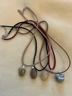 Handmade Natural Stone Pendant Necklaces, set of 4